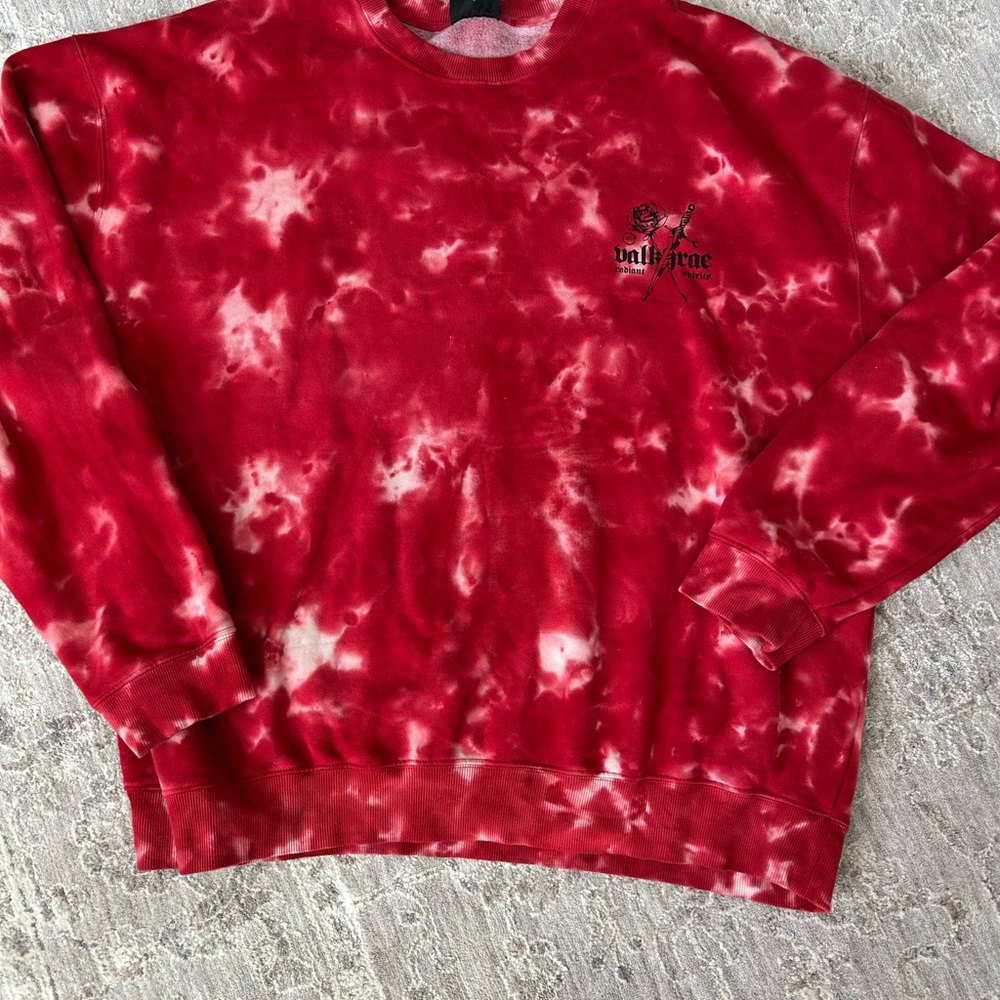 Valkyrae Radiant Spirit Tie Dye Crew Neck White Red Sweater Sweatshirt Size 4XL